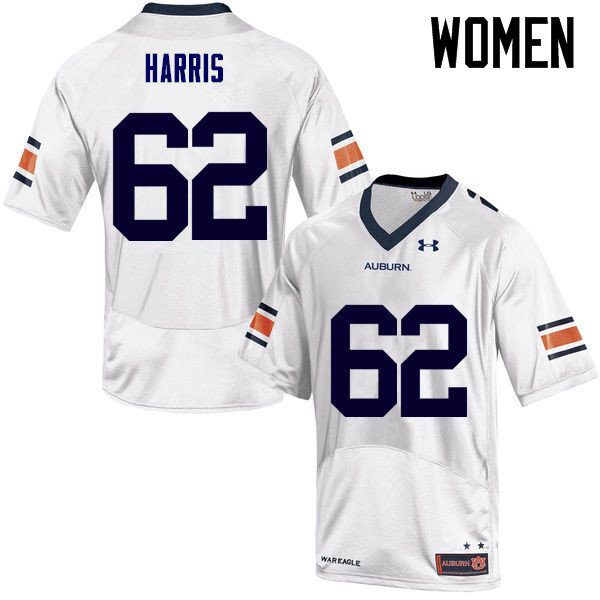 Women Auburn Tigers #62 Josh Harris College Football Jerseys Sale-White